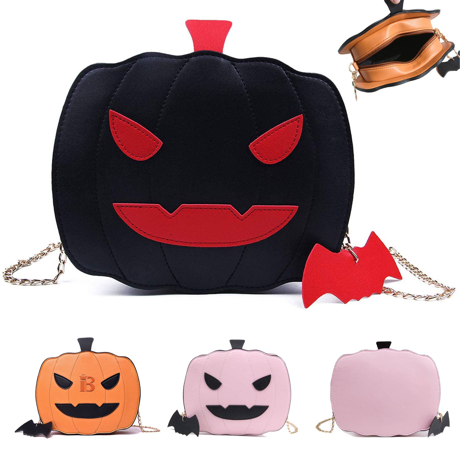 PU leather Pumpkin Purse cross-body bag for halloween
