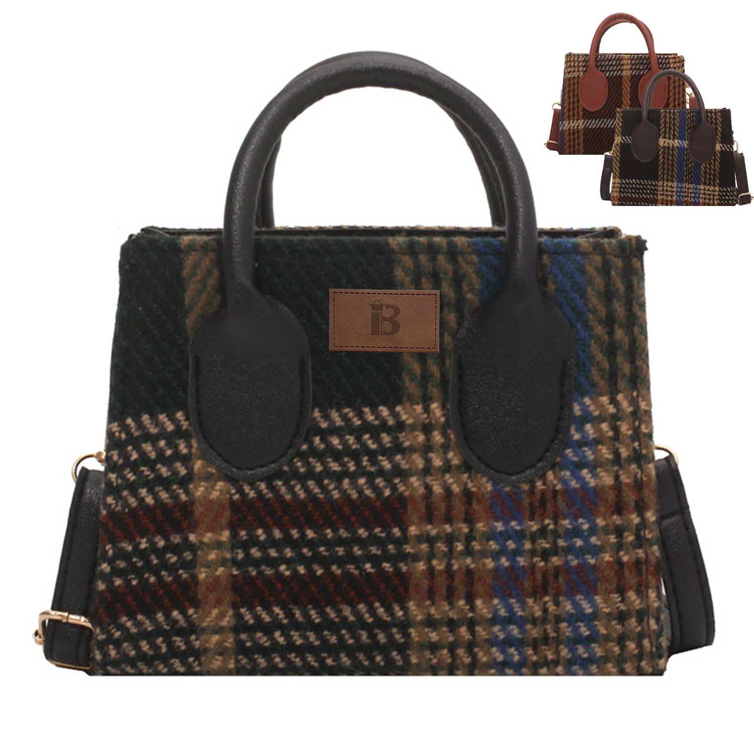 Canvas Small Checkered Cross-body Bag