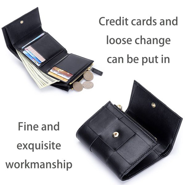 Genuine Leather Stylishly woven short coin purse