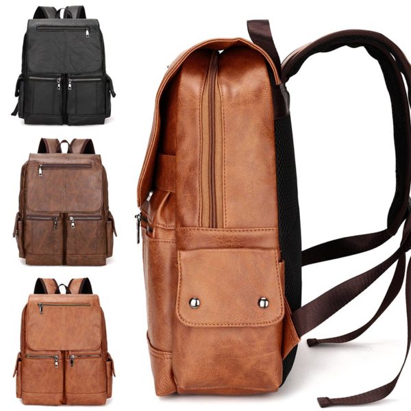 PU leather fashion simple business laptop backpack