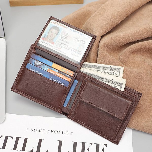 Mens Genuine Leather Bifold Credit Card Bag