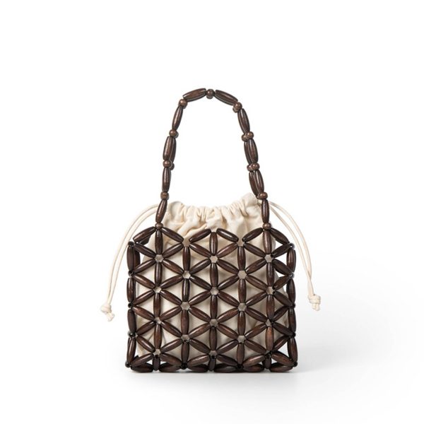 Wooden Tote Bag with a canvas drawstring pocket inside