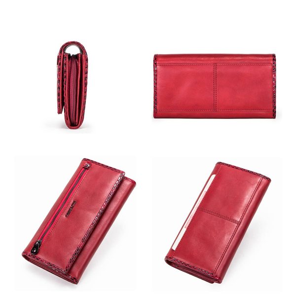 Genuine Leather fold Covered crocodile Waterproof Wallet Red