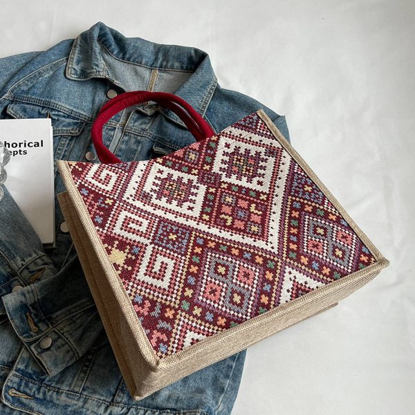 Canvas Ethnic Style Handbag Tote Bag