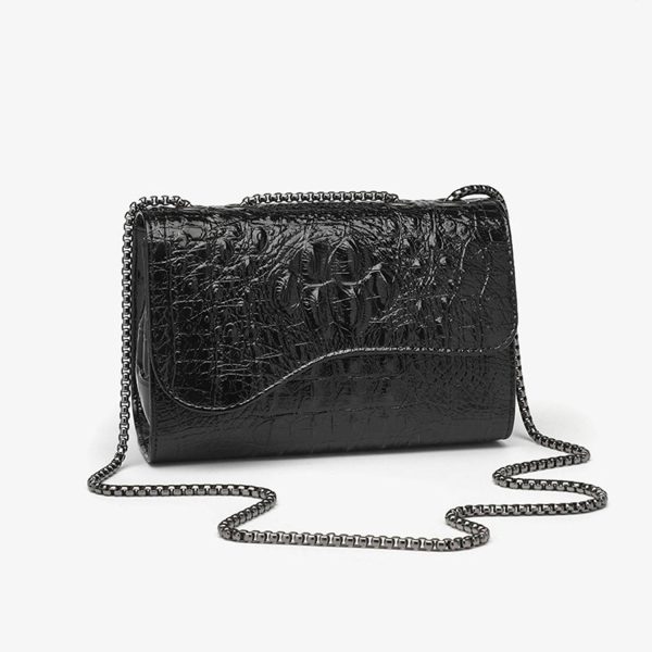 PU Women's fashion black cowhide chain tote bag