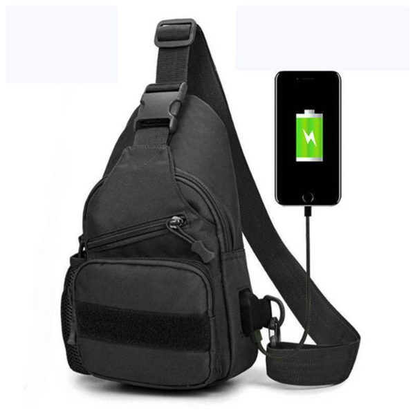 Tactical Crossbody Chest Bag With USB Charging Port