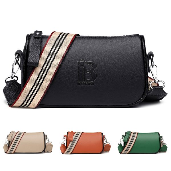 Faux Leather stylish wide shoulder strap cross-body bag