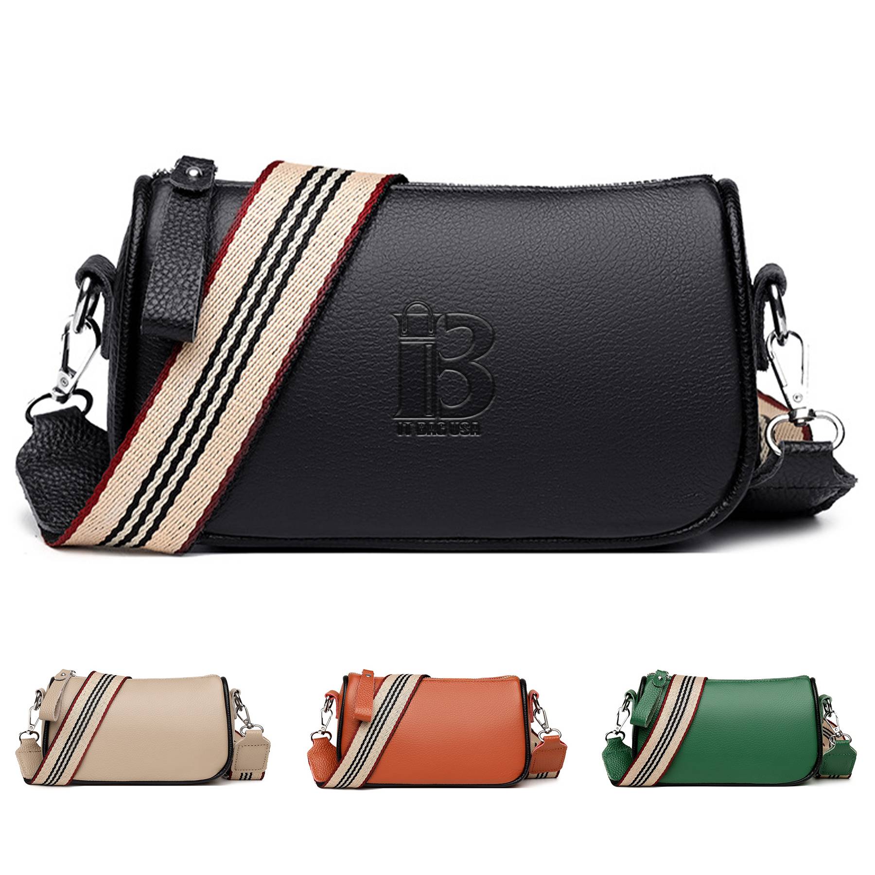 Faux Leather stylish wide shoulder strap cross-body bag