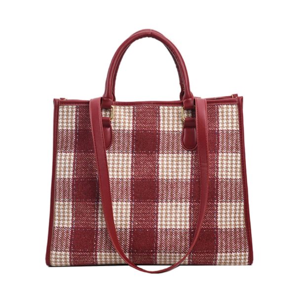 Canvas Crossbody Bag Fashion Checkered Tote for Women