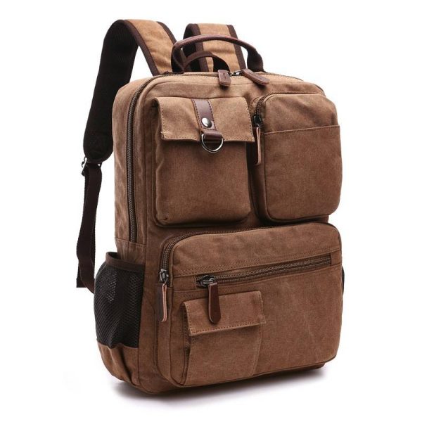 School Vintage Canvas Laptop Backpack