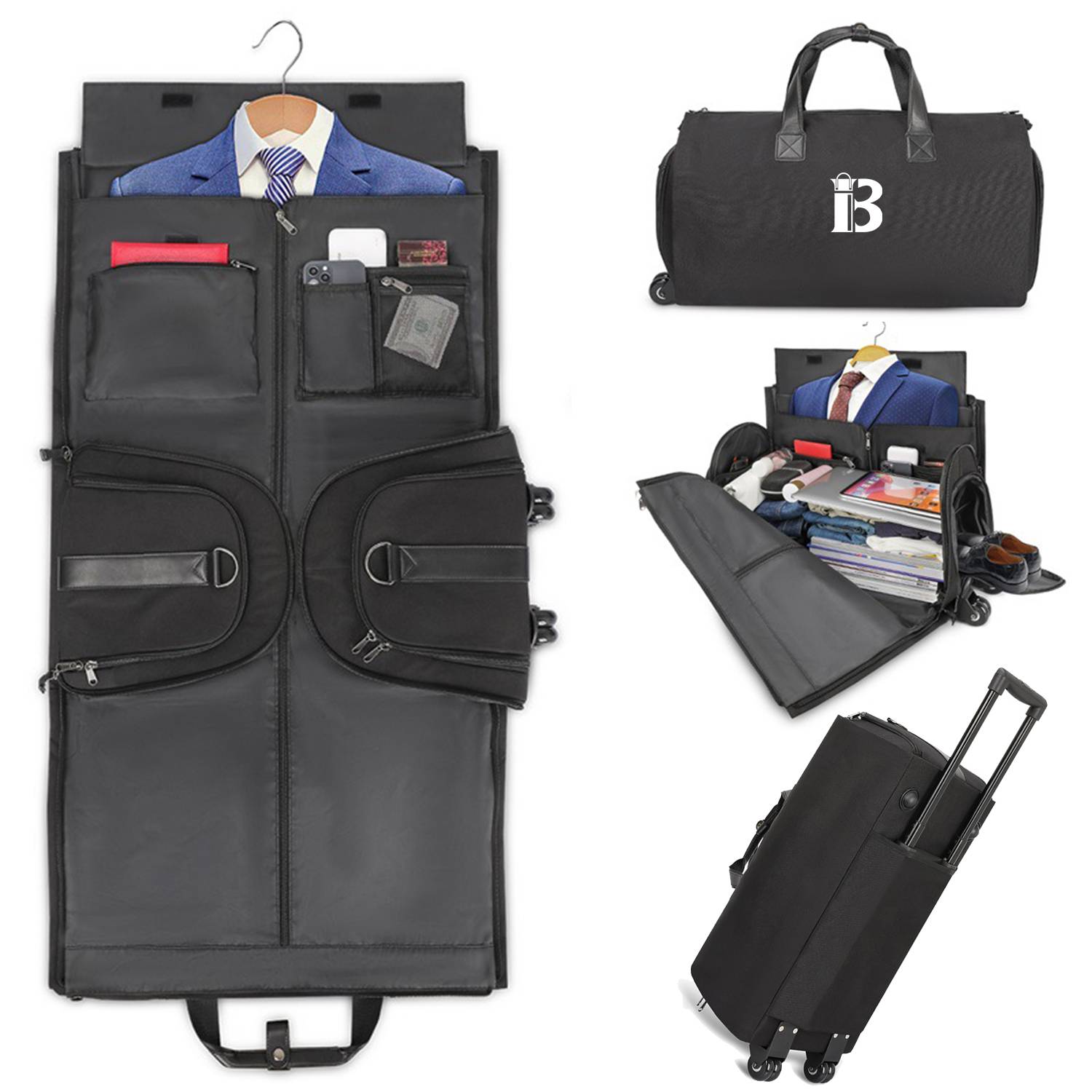 2 In 1 Heavy Hanging Garment Suitcase Duffel Bags