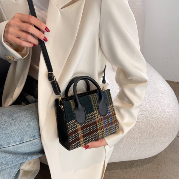 Canvas Small Checkered Cross-body Bag