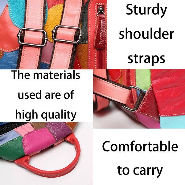 Genuine Leather Large capacity paneled backpack for women