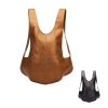 Waterproof Vintage Brown Faux Leather Bookbag backpack