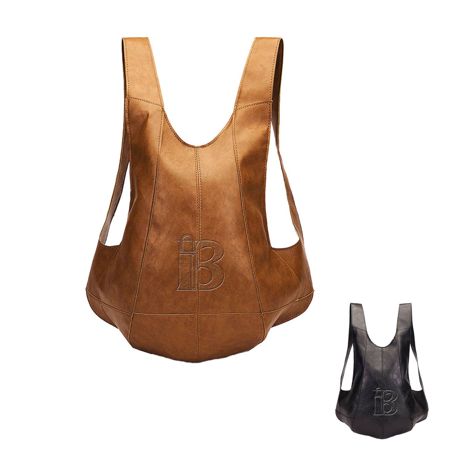 Waterproof Vintage Brown Faux Leather Bookbag backpack