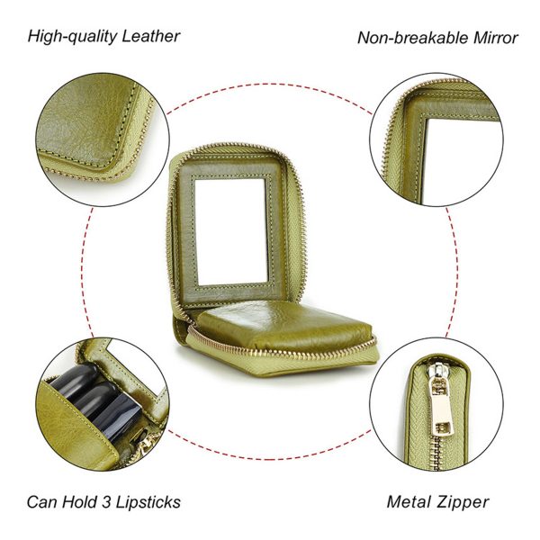 PU Leather Travel Small lipstick storage Makeup Bag Green