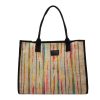 Canvas Tote Bag Rainbow Stripe Large Capacity