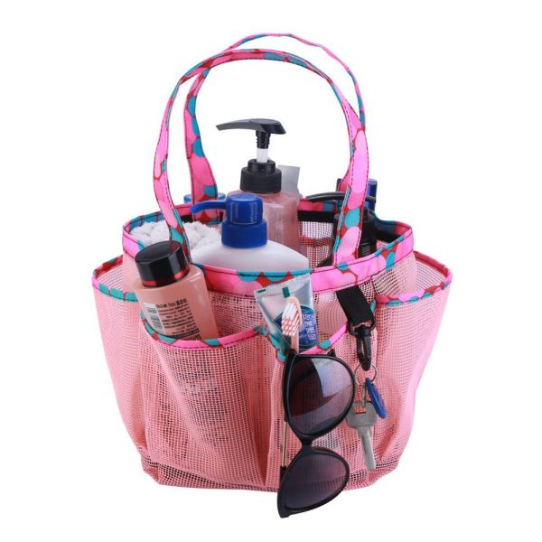 Polyester Multi Pocket Shower Mesh Tote Bag