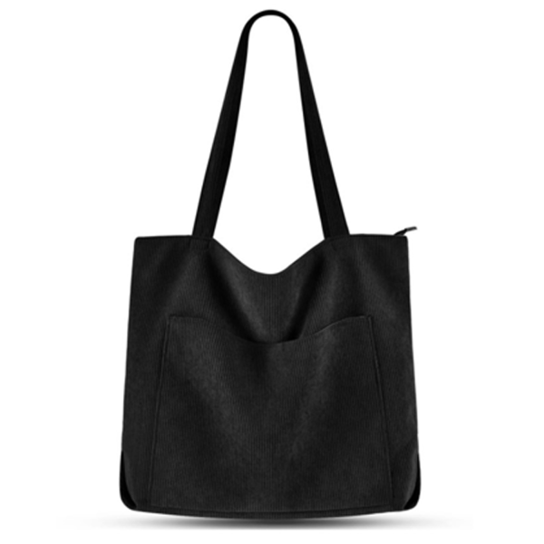 Women's Large Corduroy Tote Handbag with Shoulder Strap