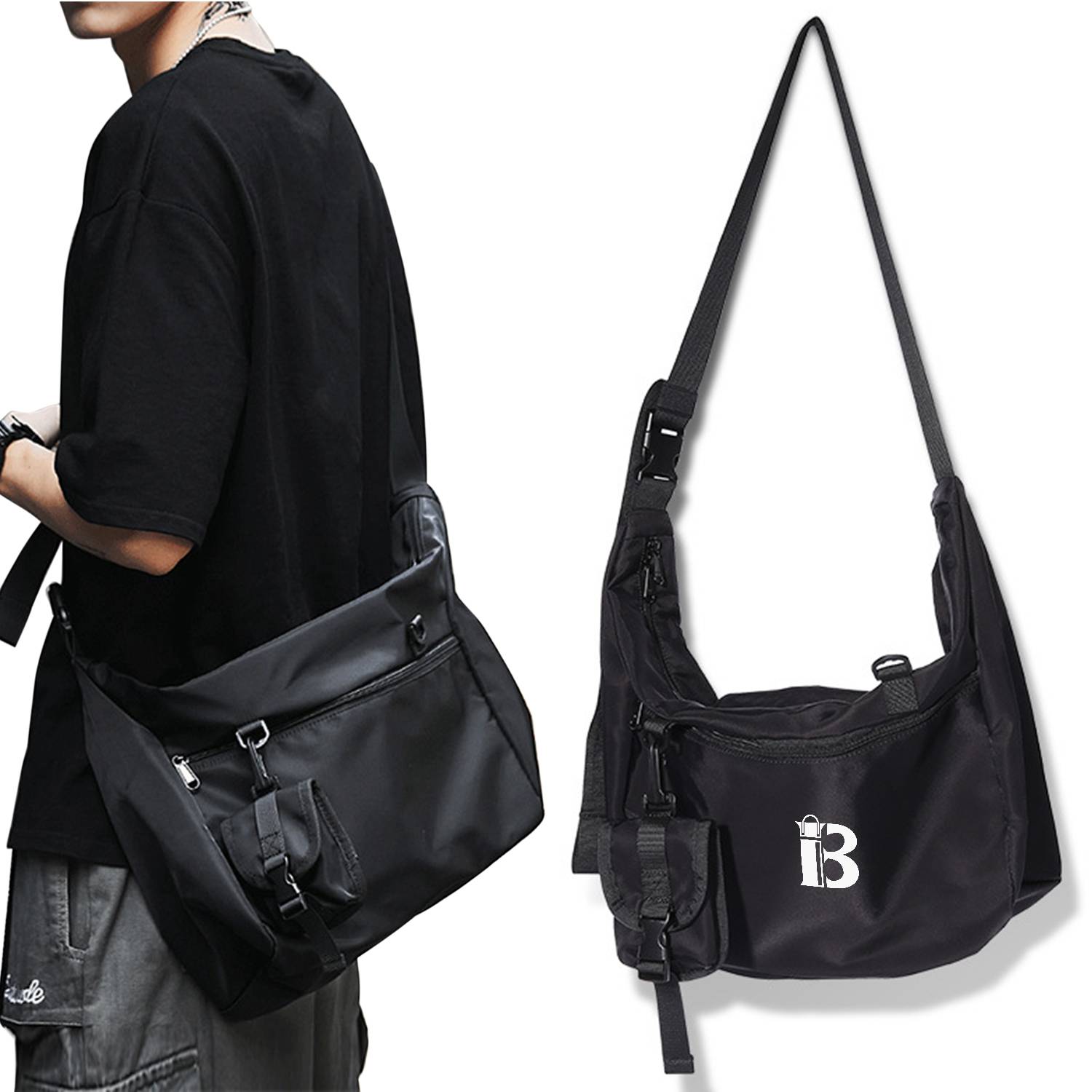 Nylon waterproof cross-body bag