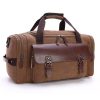 Expandable Canvas Genuine Leather Duffle Bag