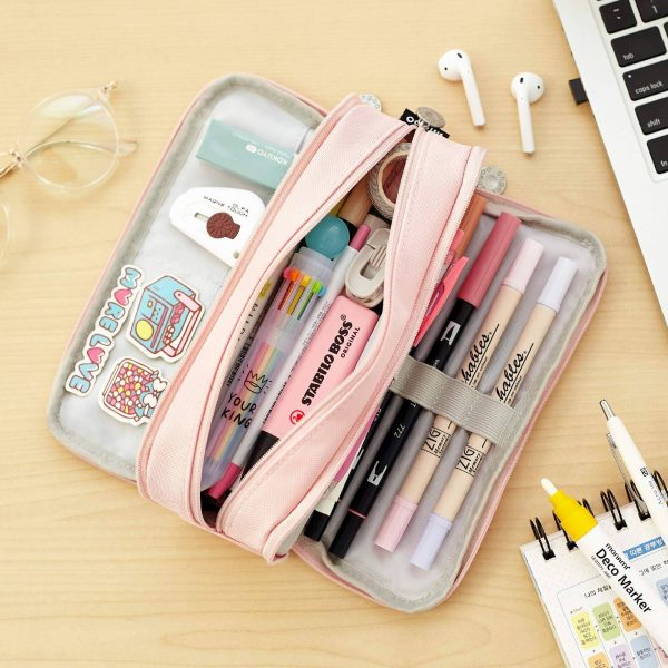 Large Capacity Pencil Case 3 Compartment Pouch