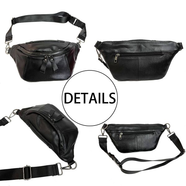 Genuine Leather Stylish Black Belt bag Fanny Pack