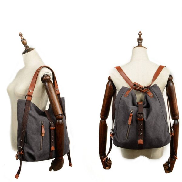 Canvas Multifunctional Shoulder Bucket Backpack