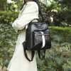 Pu Leather Black Backpack
