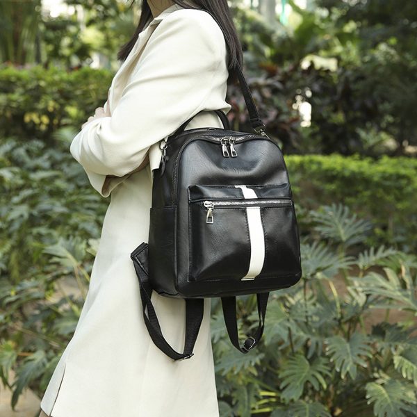 Pu Leather Black Backpack