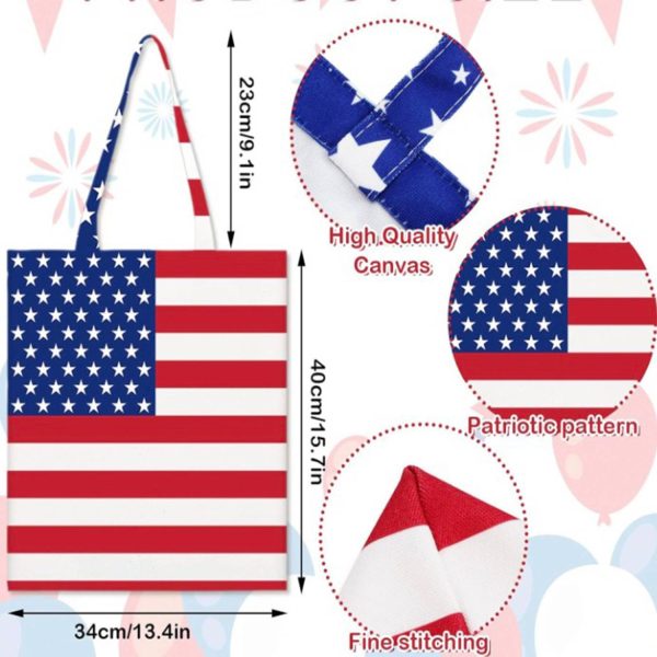 Independence Day Patriotic Canvas Grocery Shopping Tote Bags