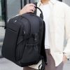 USB Nylon Waterproof Black Backpack for Men and Women
