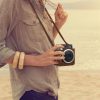 Genuine leather camera bag with lid