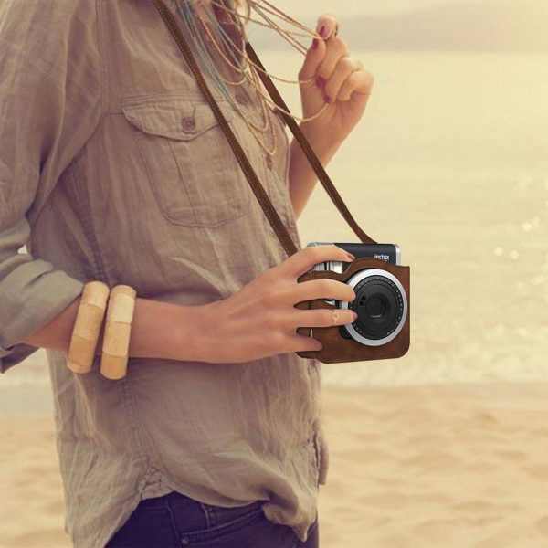 Genuine leather camera bag with lid