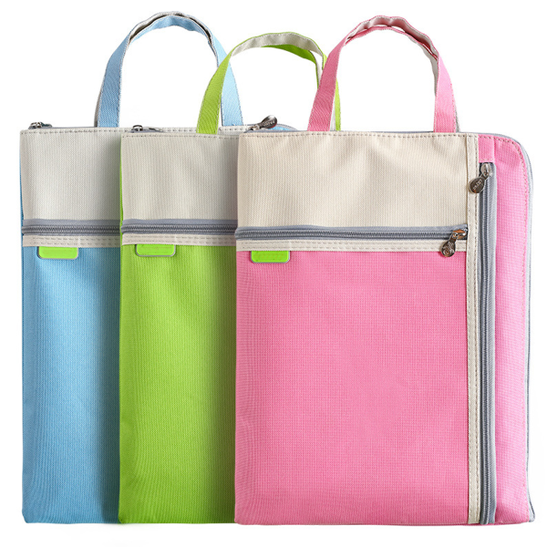 Cute Color A4 File Bag Zipper Large Capacity Portable