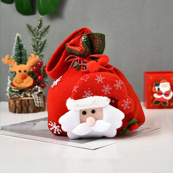 3D Designs Flannel Decoration Christmas Drawstring Gift Bags