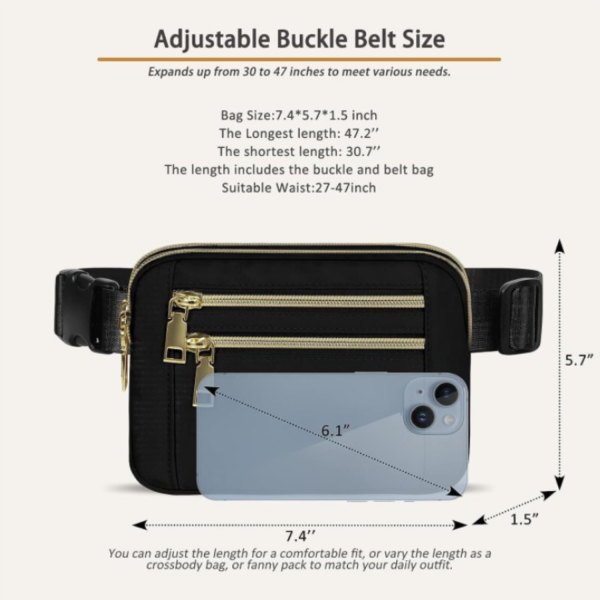High-Capacity Polyester 4 Pockets Crossbody Fanny Pack