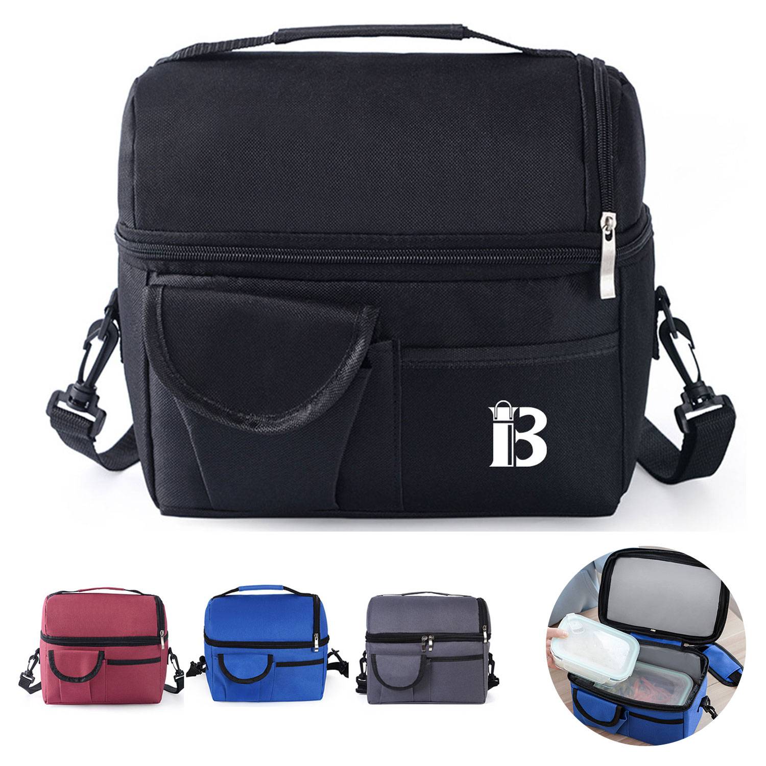 Double insulated crossbody lunch bag cooler