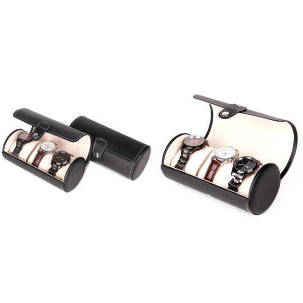 Pu Leather Travel Watch Roll Organizer Display Case