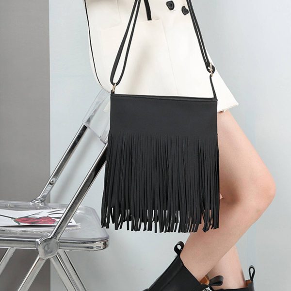 PU leather Fringe Hobo Tassel crossbody bag for Women