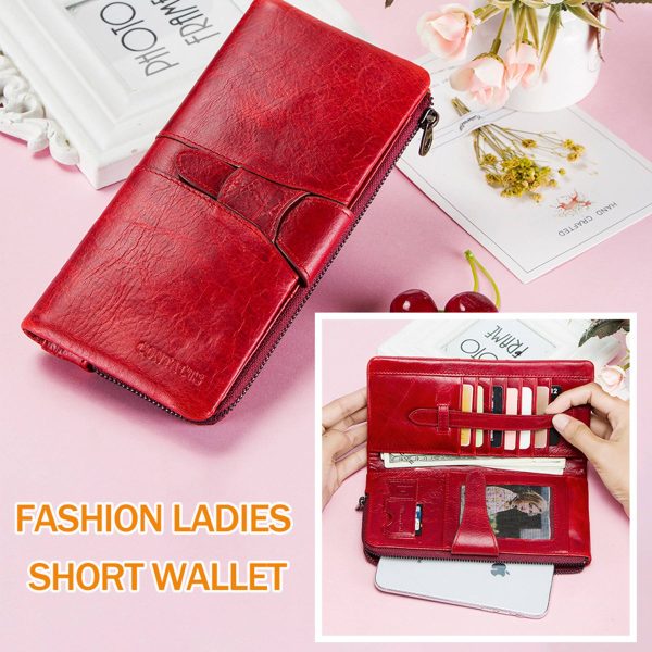 Genuine Leather Waterproof Large-capacity Buckled Wallet