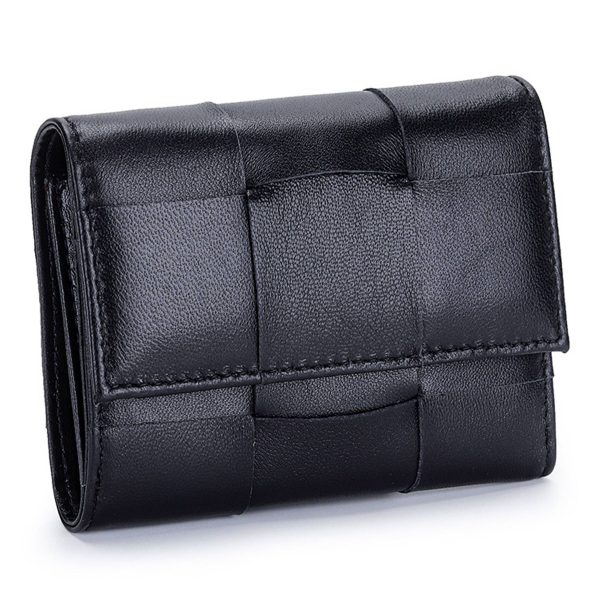 Genuine Leather Stylishly woven short coin purse
