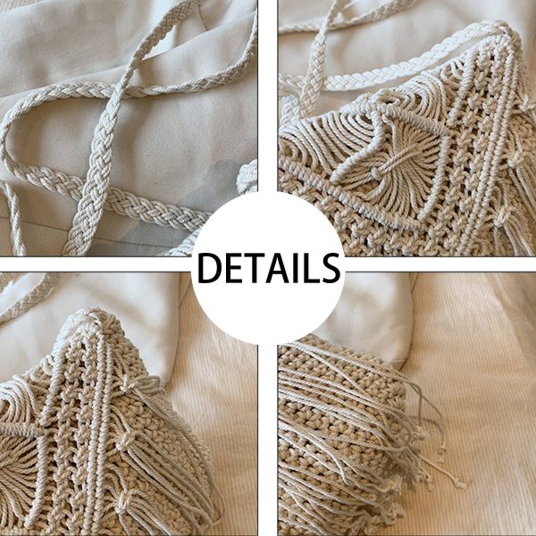 Jute Straw cotton tassel shoulder cross-body bag