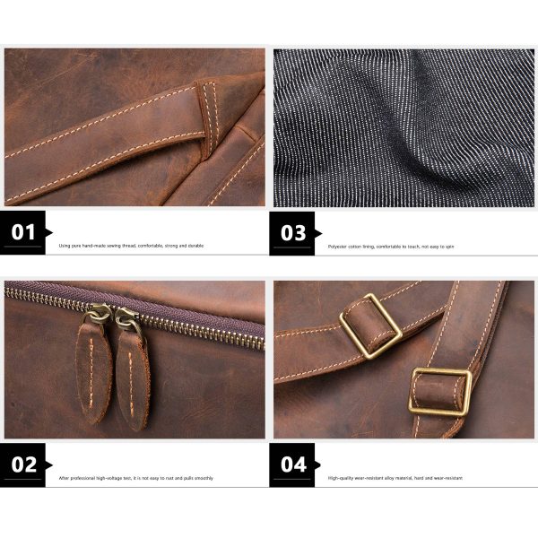Genuine Leather Crazy Horse Skin Anti-Theft Laptop Backpack