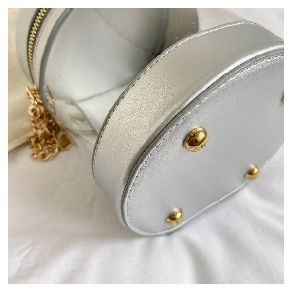 PU Leather Clear Crossbody Bucket Bag
