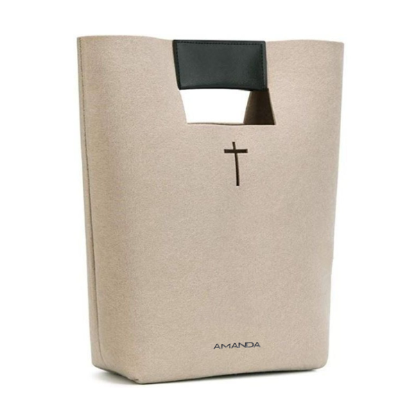 Carved Cross Felt Bible Church Outdoor User Thick Tote Bag