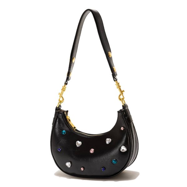 PU Leather Diamond-embellished Cross-body Bag For Women