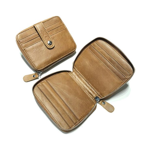 Top Layer Leather Card Bag Multifunction Coin Purse Wallet