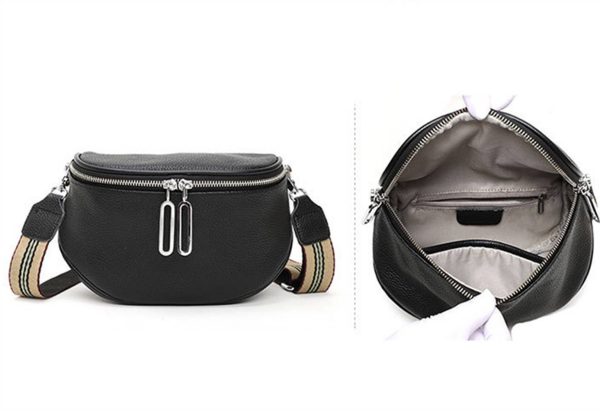 Leather Crossbody Bag With Two Zippers