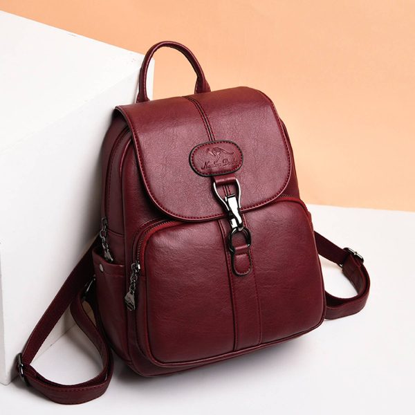 Large Capacity PU Leather Anti-theft Travel Backpack